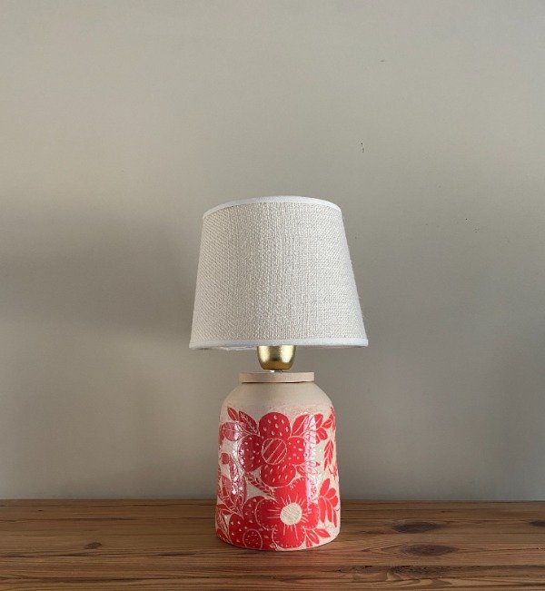 Producto - Lámpara Tambor Flor Roja - A PEDIDO