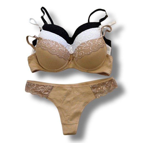 Producto - Conjunto con arco algodón y encaje - x1