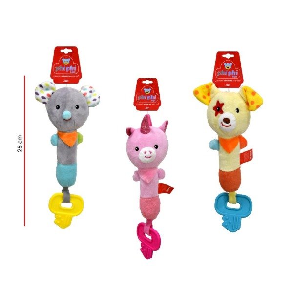 Producto - ANIMALITOS CON SONAJERO Y MORDILLO 25CM
