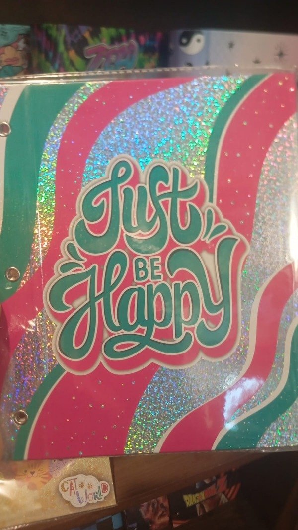 Producto - Carpeta Full Glitter Holográfica Just be Happy
