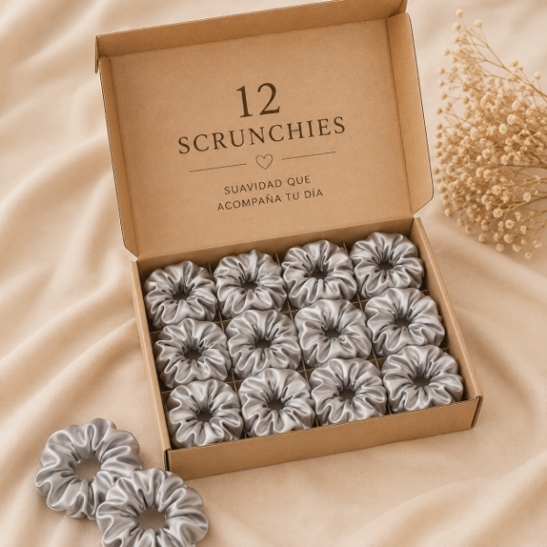 Producto - Pack x12 Scrunchies de Satén para Cabello - Coleteros Antifrizz - 0