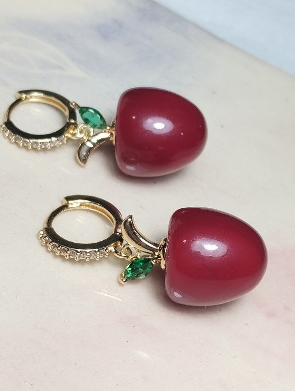 Producto - Aros argollas micropave cerezas