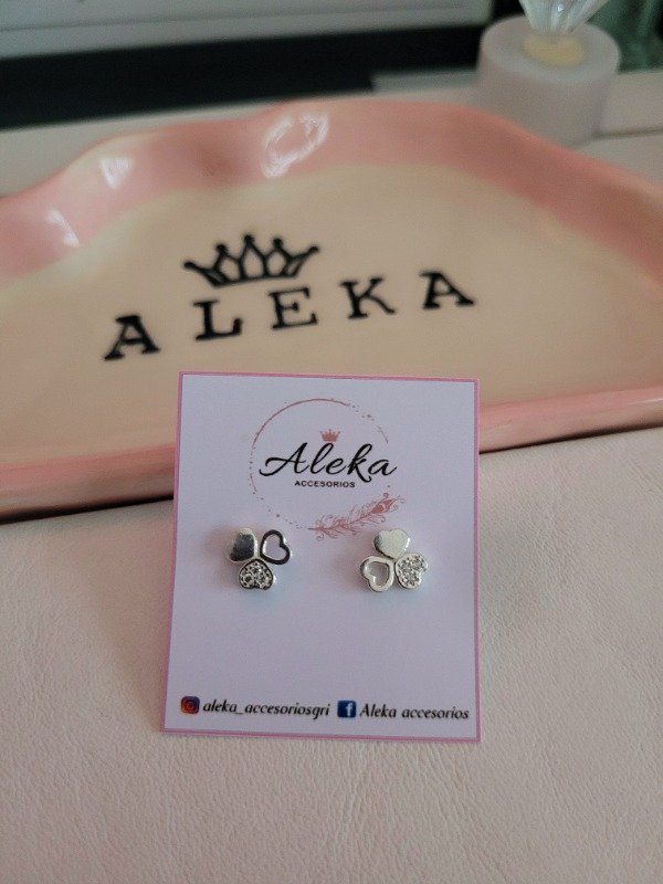 Producto - Aros trébol 3 corazones plata 925