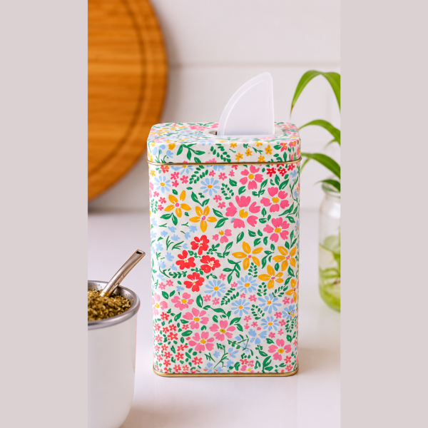 Producto - Yerbera Rectangular con Pico Vertedor Flores