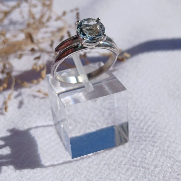 Producto - Anillo Plata 925 Berilo Aguamarina Ajustable - 7
