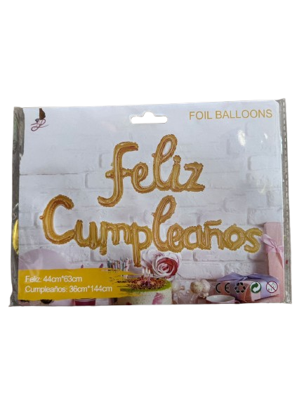 Producto - Globo Frase Feliz Cumpleaños cursiva Dorado x1