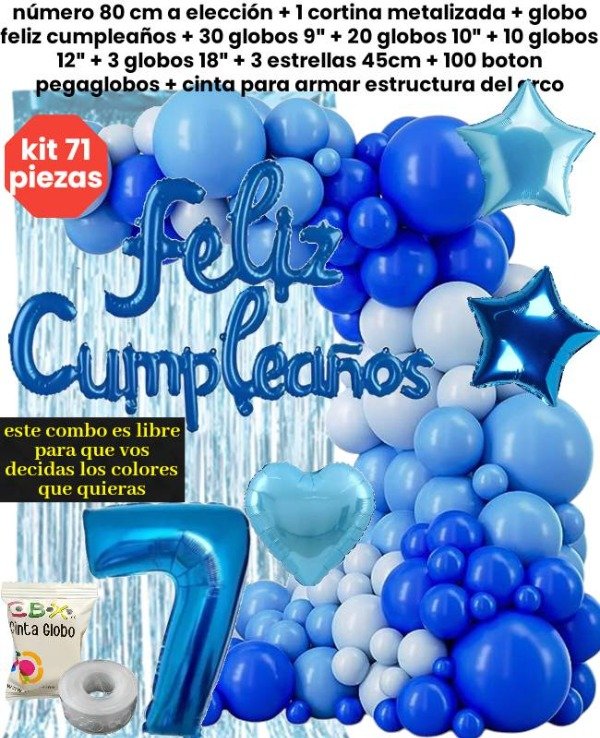 Producto - Kit 71 piezas globos celeste azul