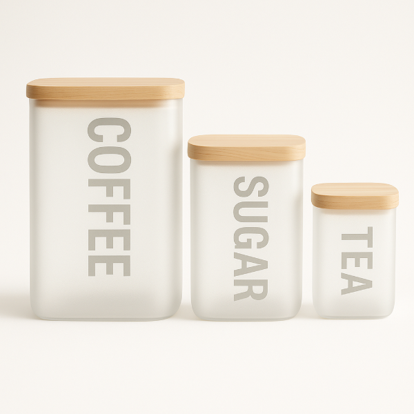 Producto - SET X 3 FRASCOS COFFEE, SUGAR , TEA ESMERILADOS