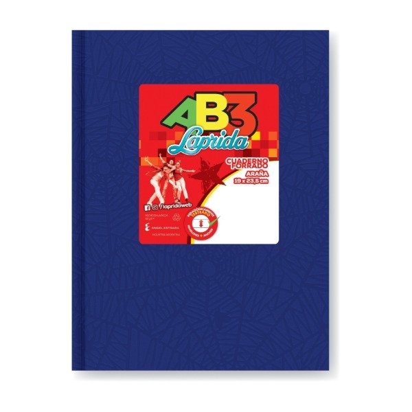 Producto - CUADERNO LAPRIDA AB3 T/C Araña AZUL 98H Rayado