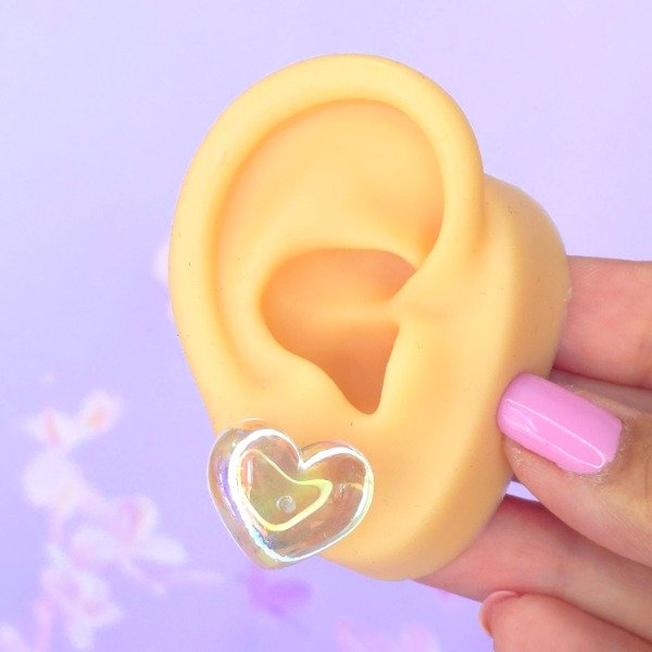 Producto - Aros corazones inflados tornasol translucido AQ