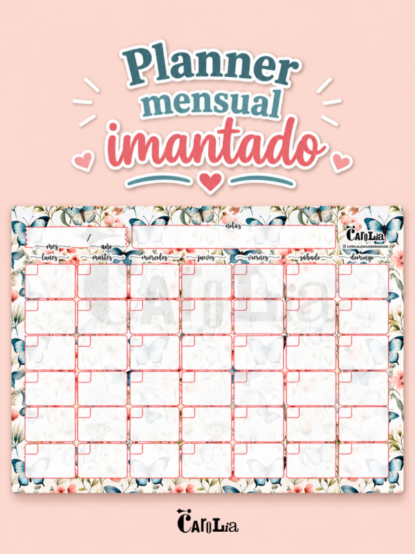 Producto - Planner mensual imantado - Mariposas -
