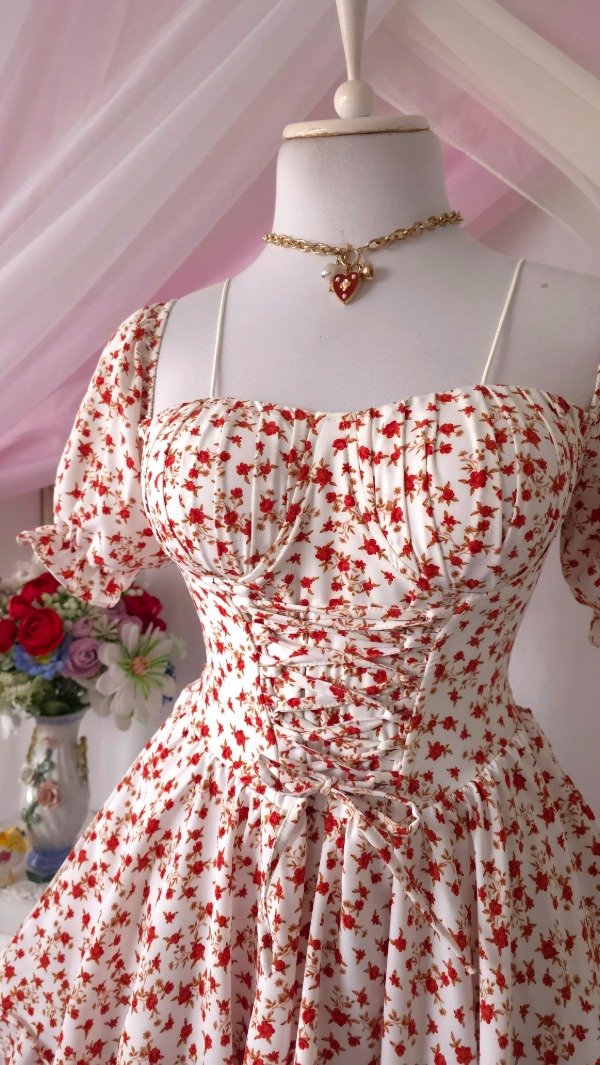 Producto - Vestido Coquette Sarah Blanco Estampado! IMPORTADO NUEVO - 1