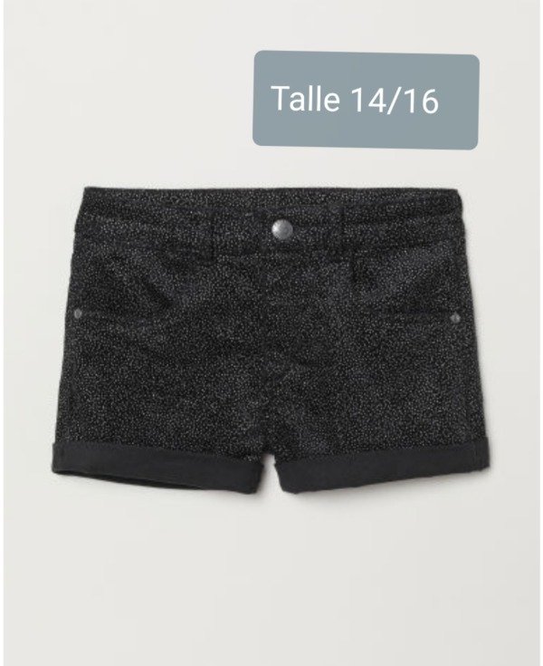 Short hym talle 14 negro con brillo