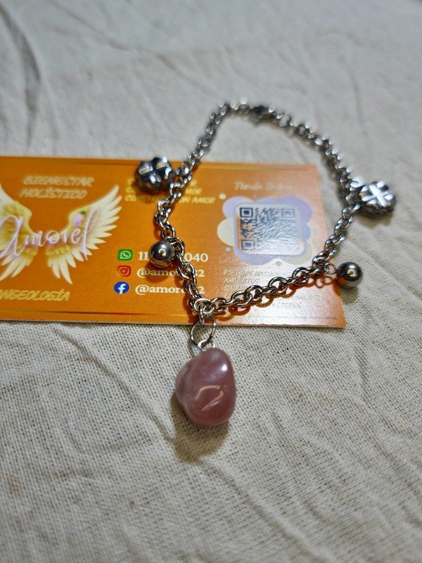 Producto - Pulsera Cuarzo Rojo y Trébol