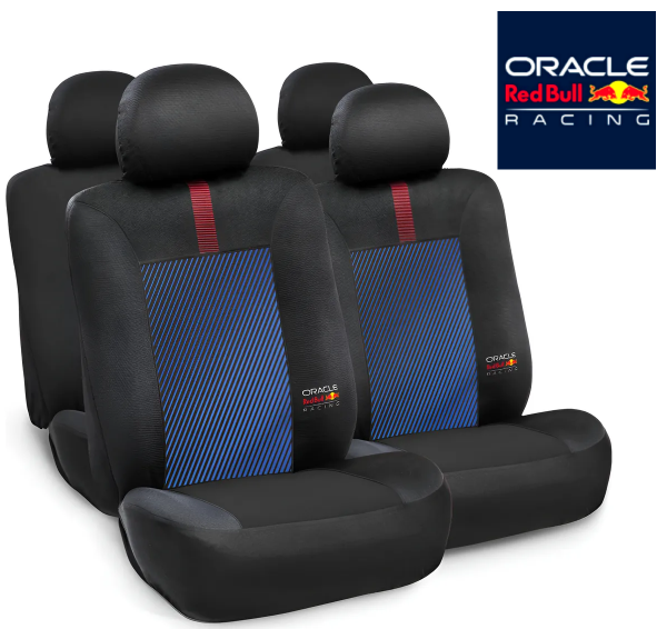 Producto - FUNDA ASIENTO PREMIUM TELA NEGRA CON ROJO Y RAYAS AZULES RED BULL RBSC006BR