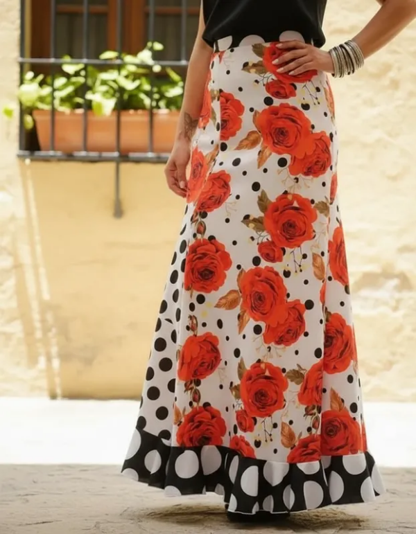 Producto - Falda Flores y Lunares chicos Talle XL