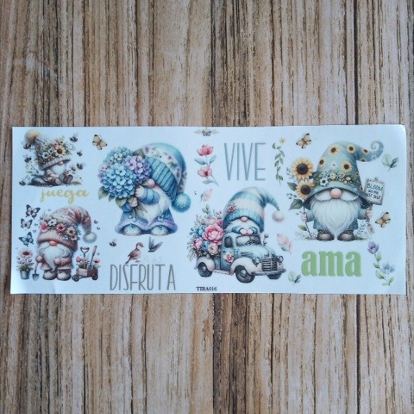 Producto - Transfer UV 28x11cm TIRA016GNOMOS