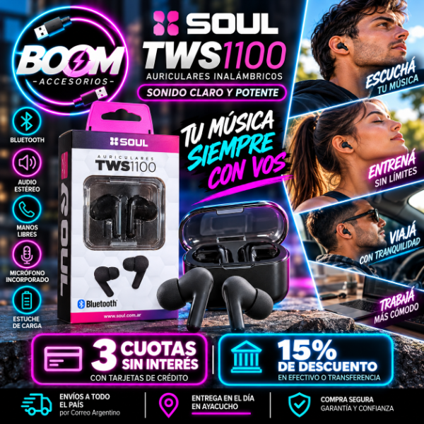 Producto - Auriculares Bluetooth Soul Cristal Tws 1100 Transparentes - 0