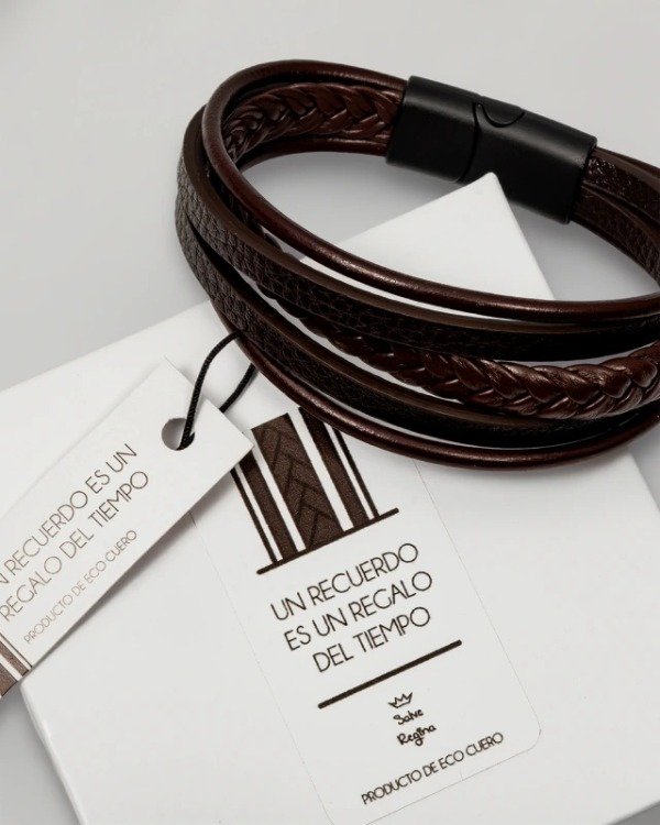 Producto - Pulsera Hombre Eco Cuero Cierre Imantado 5 En 1 Salve Regina