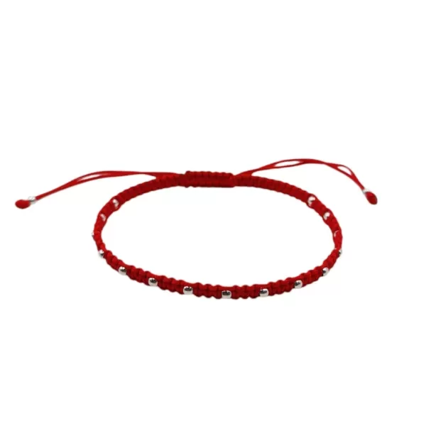 Producto - Pulsera hilo regulable rojo detalles bolitas de plata