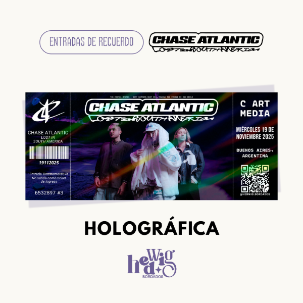 Producto - Entradas de recuerdo 14x6 HOLOGRAFICAS - CHASE ATLANTIC C Art Media