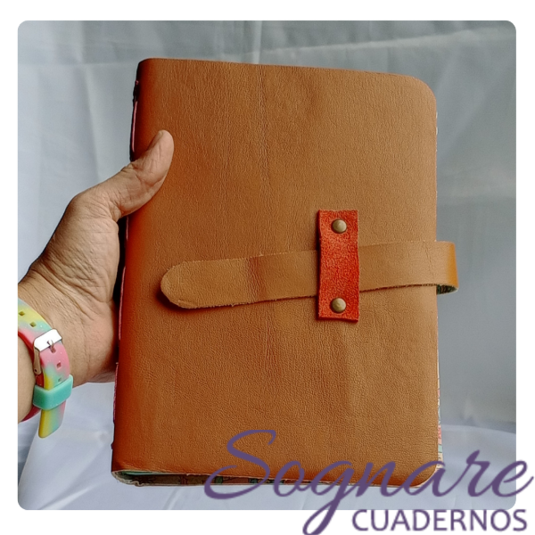 Producto - Bitácora artesanal - Cuerina suela y estampa vintage