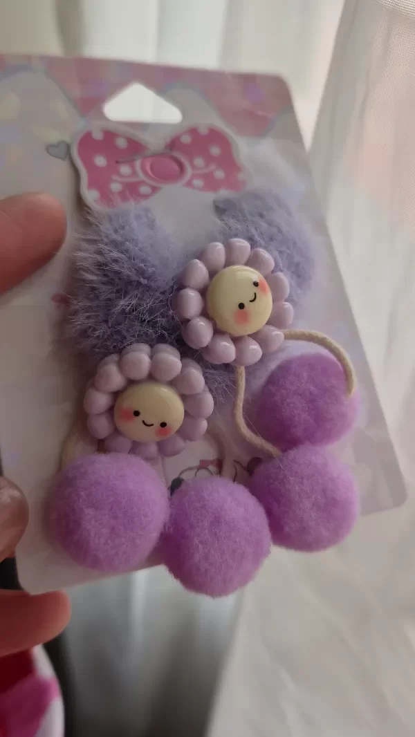 Producto - Chuflos flores y pompones en 3 colores por par - 0