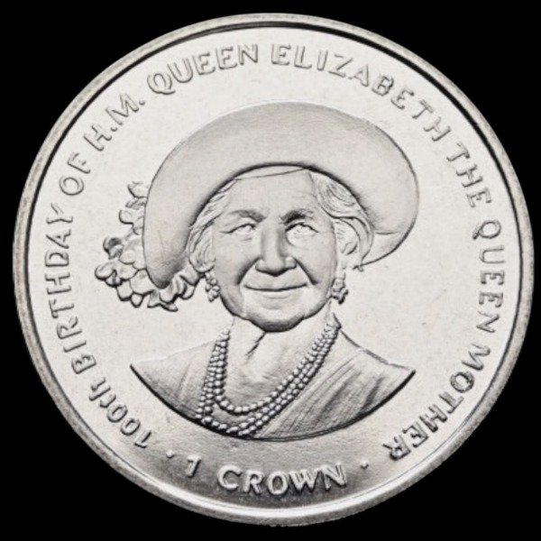 Producto - Isla de Man. 1 Crown de 2000 "100 Th Cumpleaños de Queen Mother"
