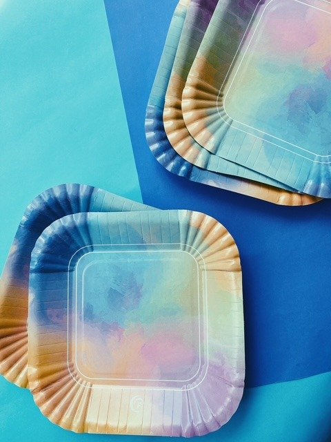 Producto - PLATO CUADRADO MULTICOLOR PASTEL X8