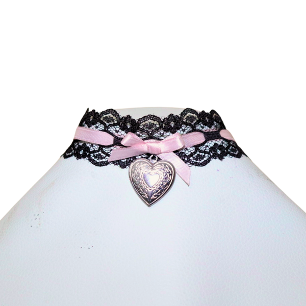 Producto - Choker Salomé (en negro y rosa)