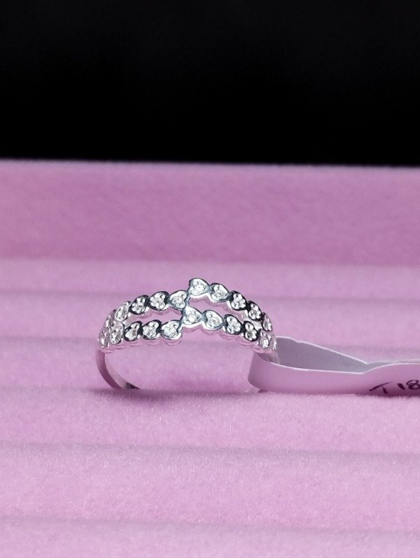Producto - Anillo de plata corazones cruzados tipo v