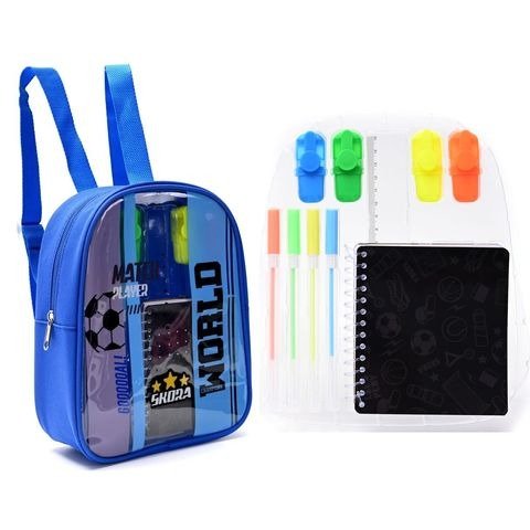 Producto - MOCHILA CON SET DE UTILES FUTBOL 20X24X6CM SKORA
