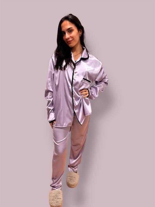 Producto - Pijama Camisero Satén Lila