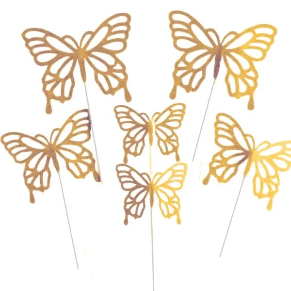 Producto - Topper mariposas con brillo x10 color dorado