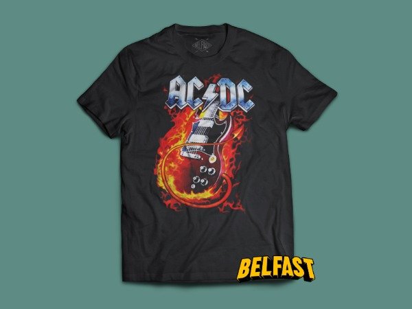remera acdc guitar fire