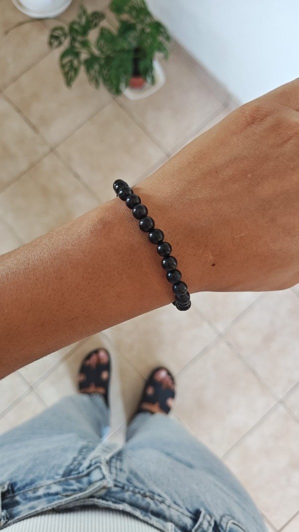 Producto - PULSERA ELÁSTICA SHUNGITA. 6MM. PIEDRA NATURAL