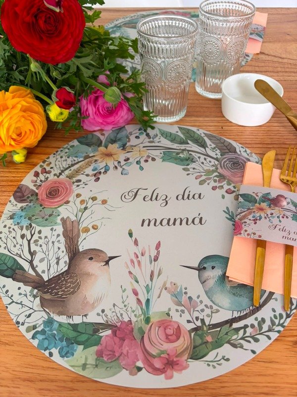 Producto - Set Platos De Sitio Papel + Porta Servilletas X 12 Unid. Dia de la Madre - 1