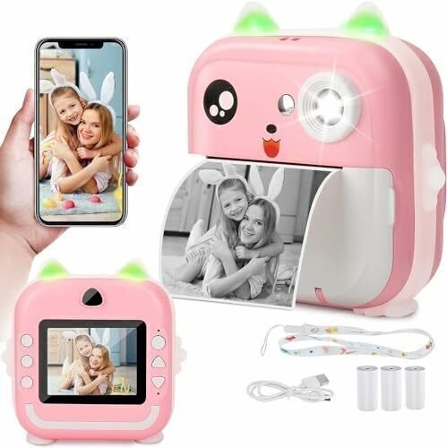 Producto - Cámara De Fotos Portátil Videos Hd Mini Impresora Infantil Rosa