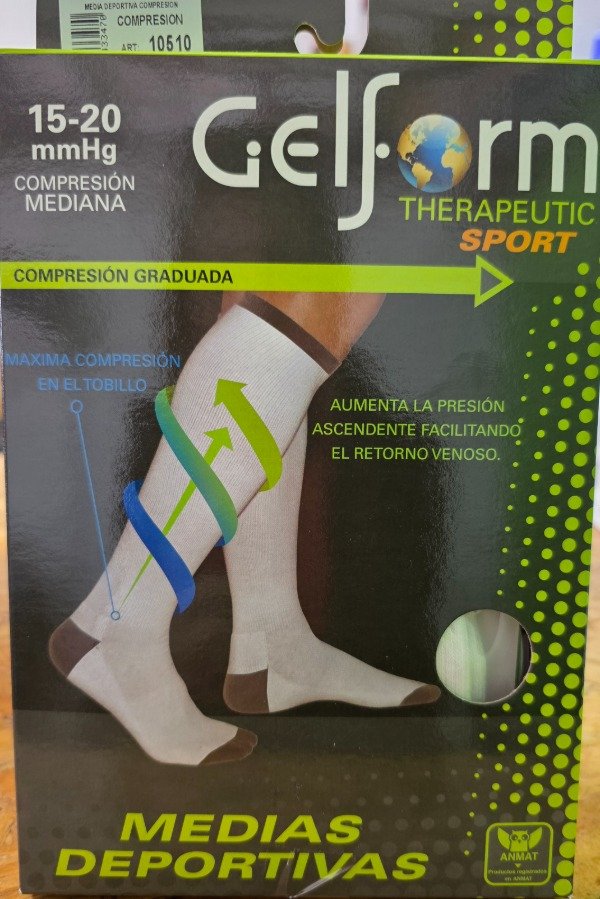 Producto - MEDIAS TERAPEUTICAS 3/4 DE COMPRESION ALGODON DEPORTIVAS 15-20mm-Hg
