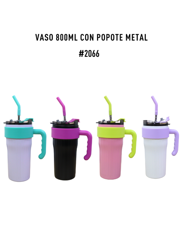 Producto - VASO ACERO INOXIDABLE CON POPOTE DE METAL COD 2066
