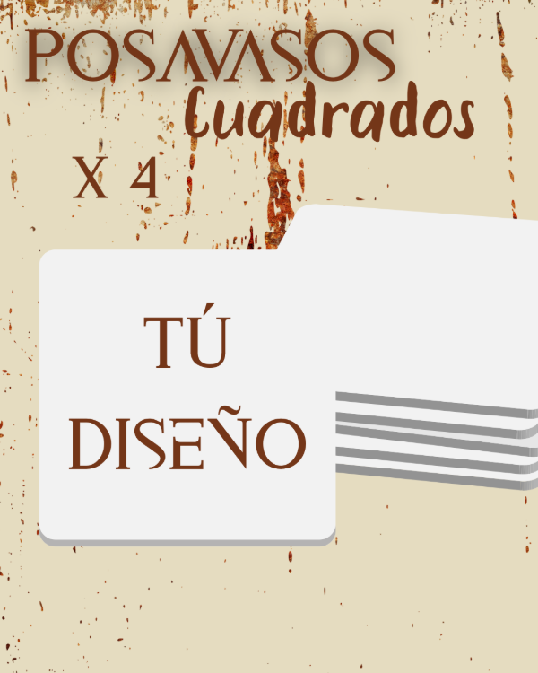Producto - Posavasos de Madera Personalizados, Cuadrados x 4