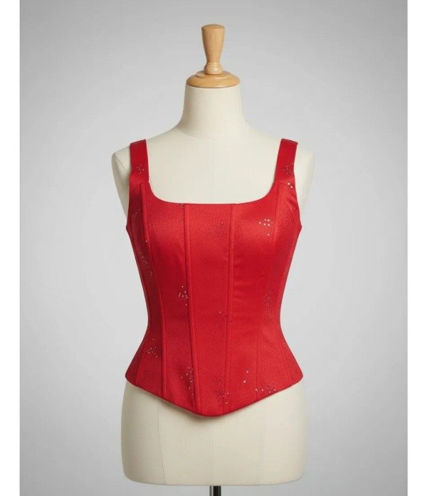 Producto - Corset fiesta Rojo bretel ancho y brillos