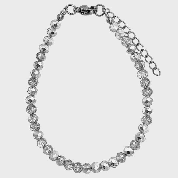 Producto - Pulsera de cristal checo y acero quirúrgico - 4mm - Gris plateado