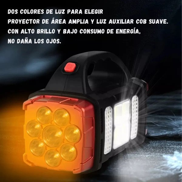 Producto - Linterna de Mano Doble Carga Solar y USB LED + COB HB-1678 - 2