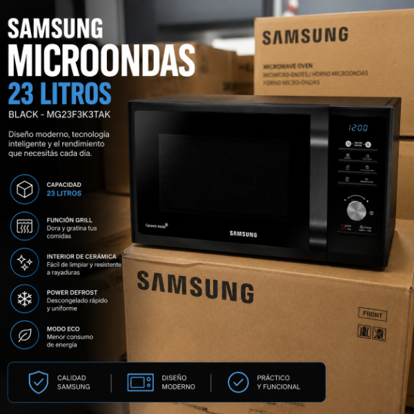 Producto - MICROONDAS SAMSUNG 23LTS BLACK MG23F3K3TAK