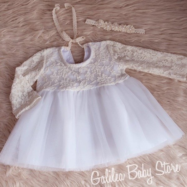 Producto - VESTIDO MARY MANGAS LARGAS MANTECA Y BLANCO