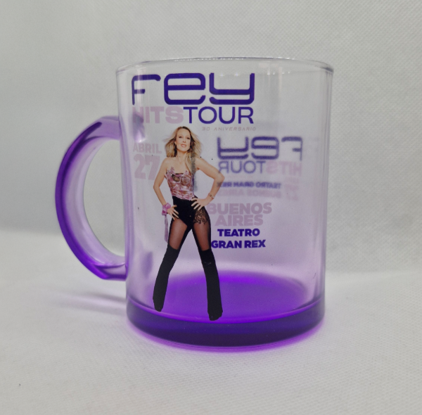 Producto - Taza Fey Hits Tour Gran Rex Buenos Aires Vidrio Violeta