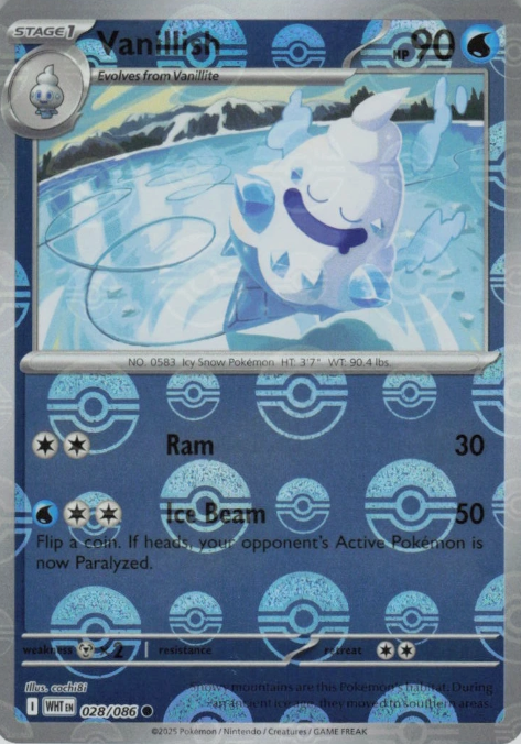 Producto - Vanillish (Poke Ball Pattern) - 028/086 - White Flare - Holo