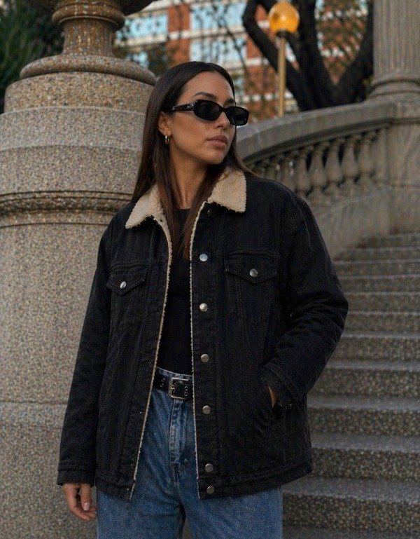 Producto - CAMPERA EMILIA NEGRO CORDERITO MARRON - 0