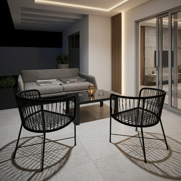 Producto - Silla Gervasoni Roma de caño tejida en Símil Yute (2 Unidades) - 1